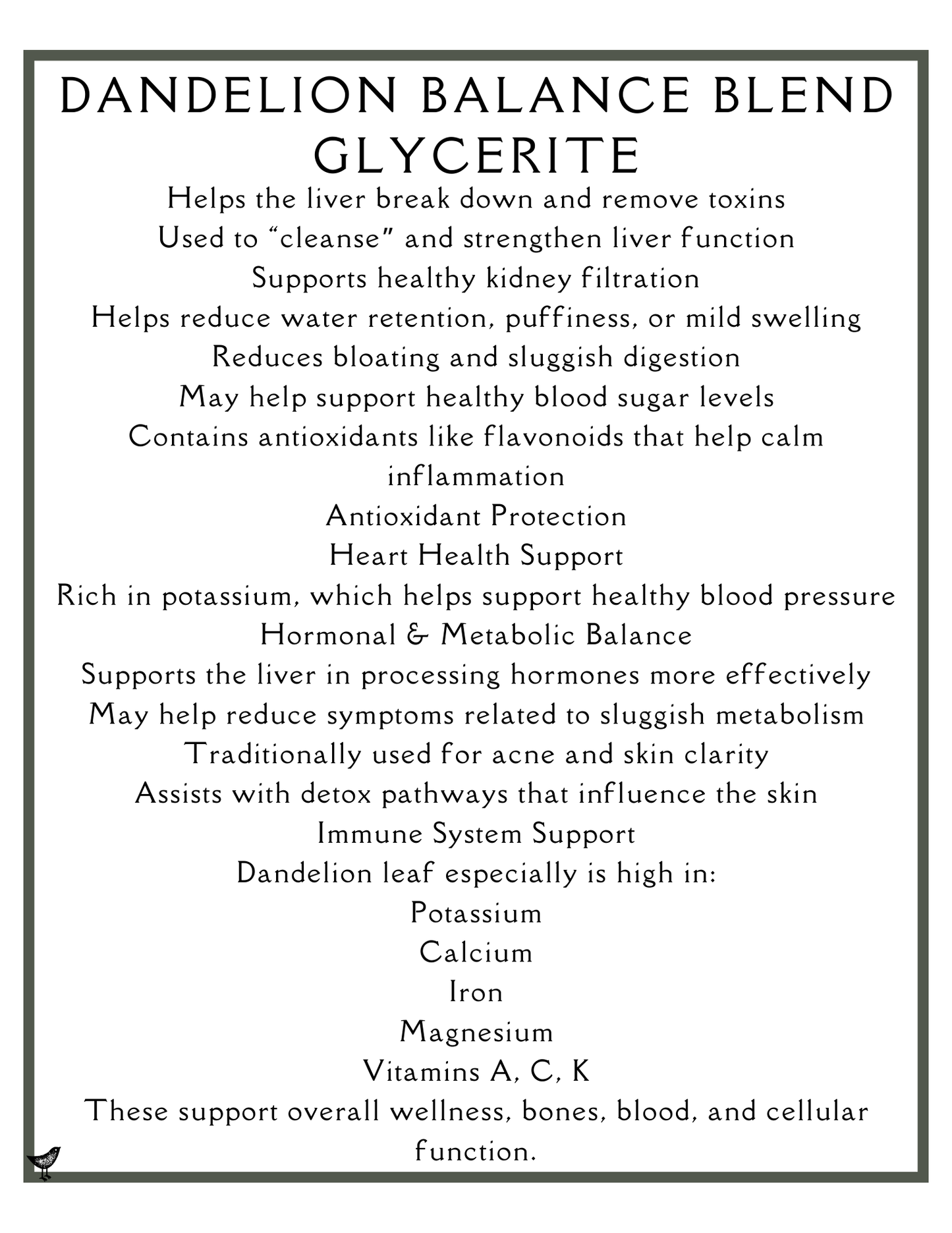 Dandelion Balance Blend Glycerite